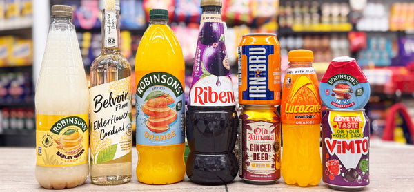 A selection of British brand cordials including Ribena, Rose's Lime, Belvoir and Robinson's