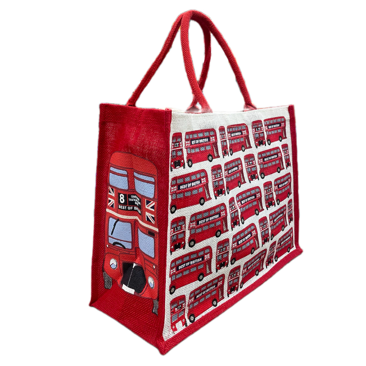 London Bus Jute Bag with Gusset