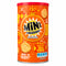 A can of Mini Cheddars Original crackers on a stone countertop with a blurred wooden background.