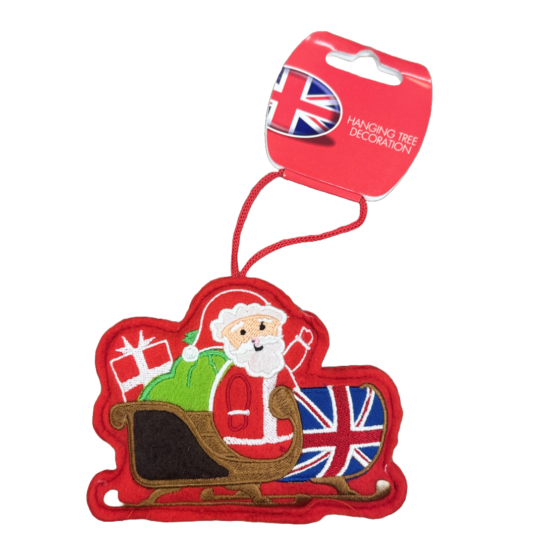 Ornament - Santa Union Jack Sleigh Felt Tree Decoration