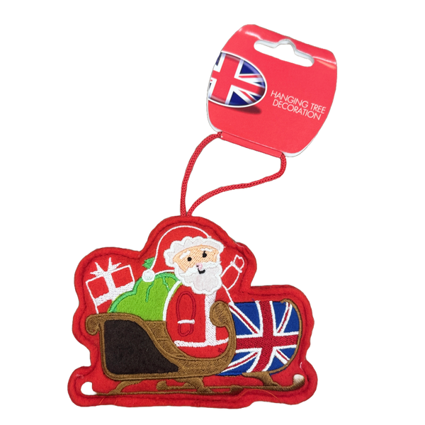 Ornament - Santa Union Jack Sleigh Felt Tree Decoration