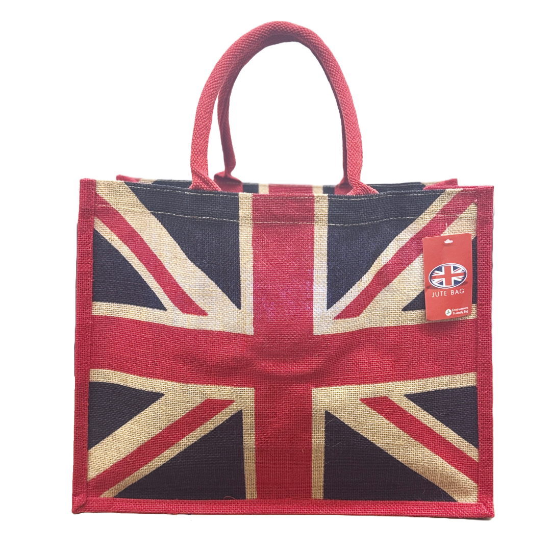 Union Jack Jute Bags with gusset